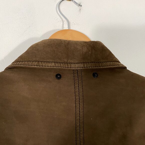Vintage Valentino Pelle Brown Nubuck Leather Long Coat coat men's size Large - Picture 4 of 11